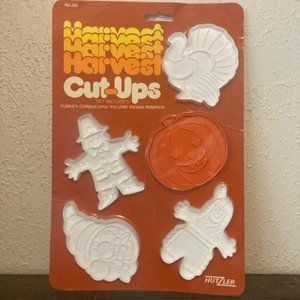 Vintage Harvest Cut Ups Hutzler 1986 Thanksgiving Cookie Cutters NEW Sealed